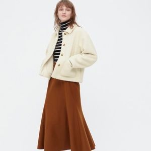 Uniqlo Windproof Outer Fleece Jacket in Cream, Size Small, NWT
